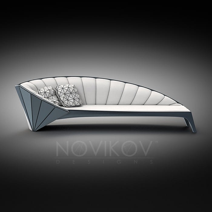 Novikov Designs Strabo Sofa White with ice blue frame Rolans Novikovs