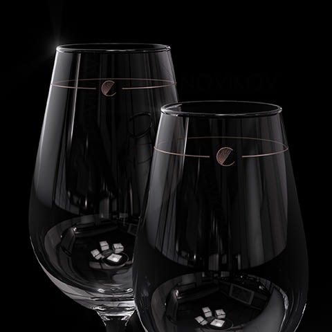 Novikov Designs Coppe Restaurant glassware product, identity and branding design, wine glasses Rolans Novikovs