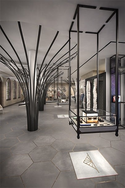 Novikov Designs Strabo Store suspended displays & trees Rolans Novikovs