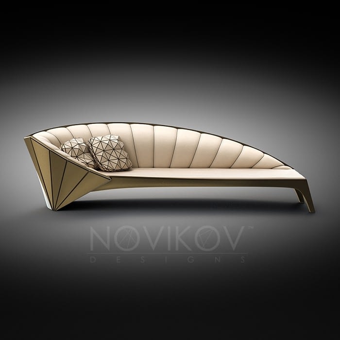 Novikov Designs Strabo Sofa Beige with aged bronze frame Rolans Novikovs
